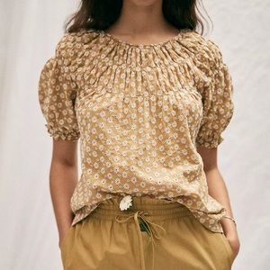 Madewell Daisy Embroidered Shirred Puff-Sleeve